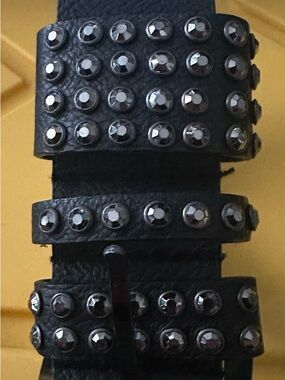 Women’s Plus Size Black Studded Leather Like Belt with studs 51” long